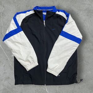 Nike Athletic Vintage Y2K Full Zip Black Blue White Windbreaker Men's Size XL